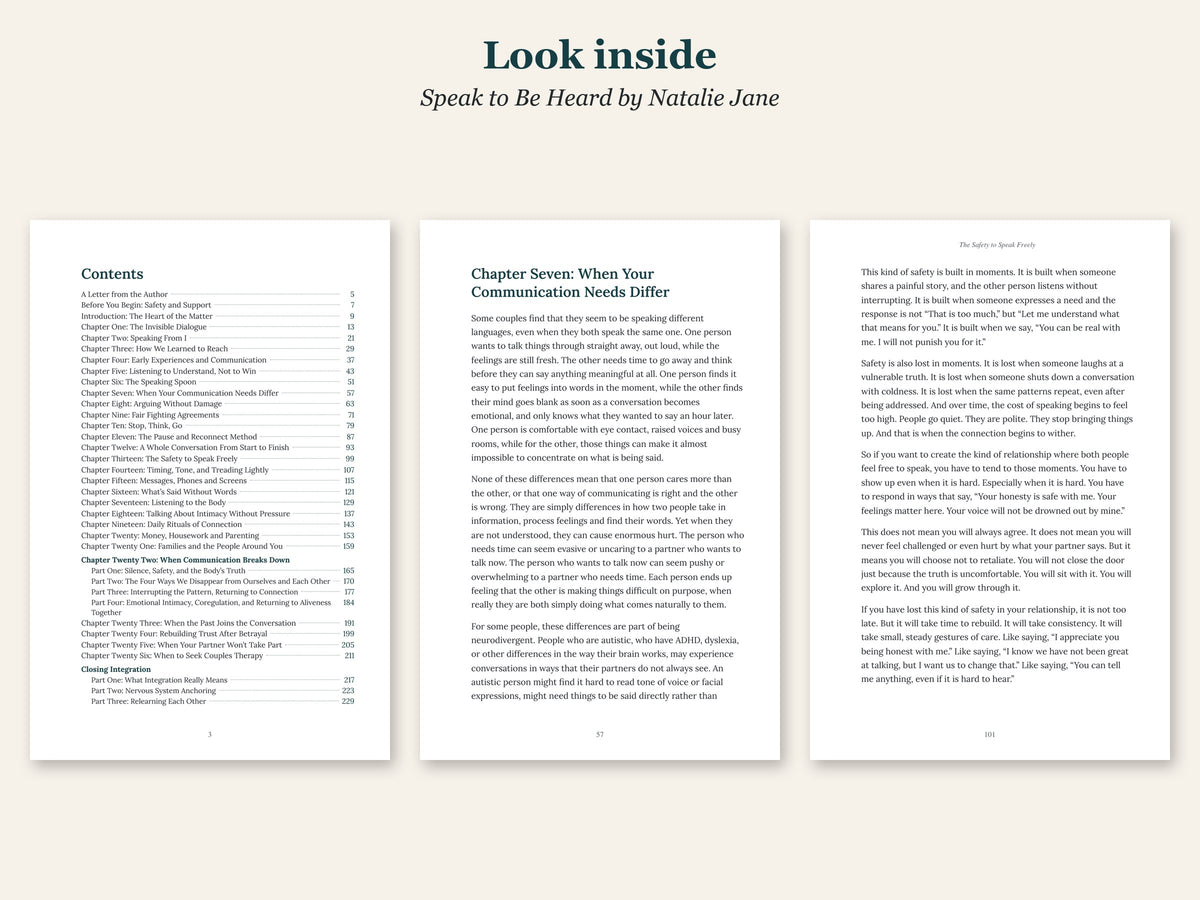 Look inside Speak to Be Heard by Natalie Jane: sample pages