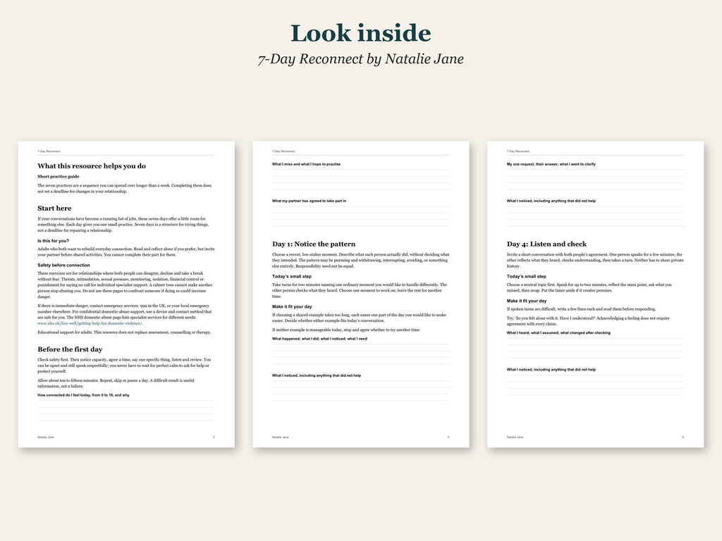 Look inside 7-Day Reconnect by Natalie Jane: sample pages