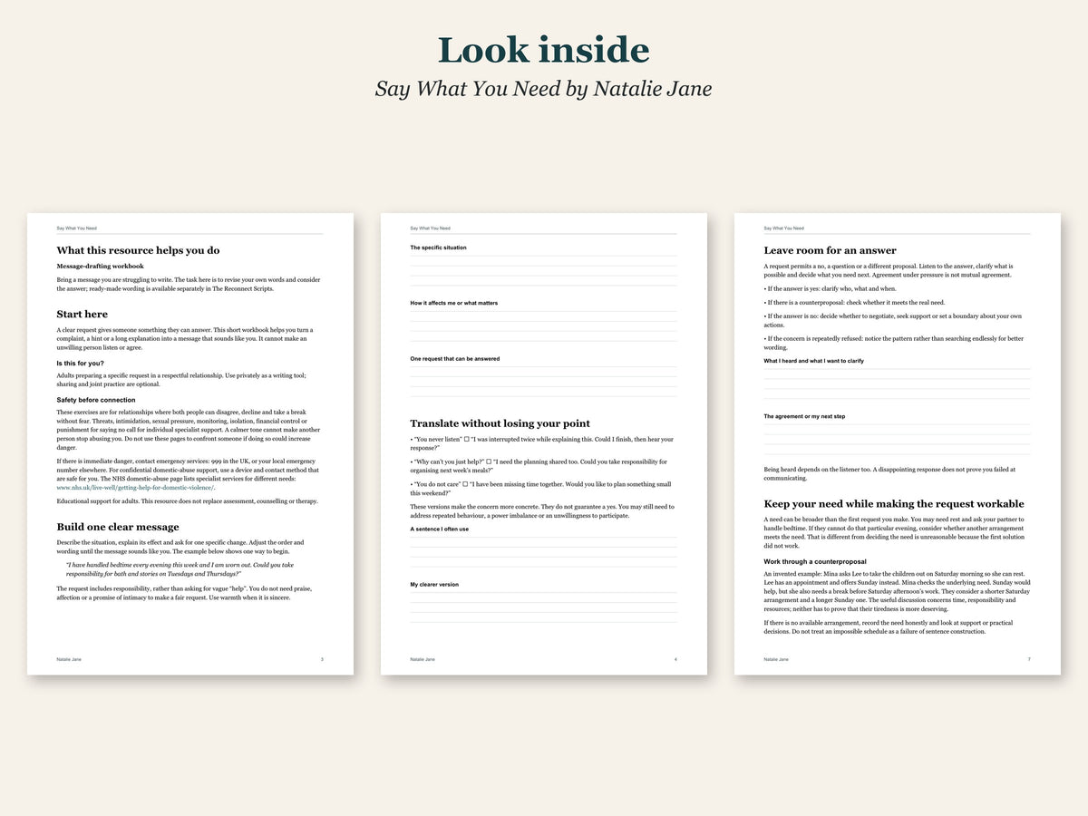 Look inside Say What You Need by Natalie Jane: sample pages